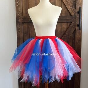 Tutu RED WHITE BLUE (M) Tulle Petticoat Holiday Costume Party Fun Run Spirit Day